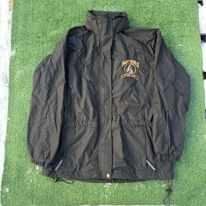 Black Paint World Forth Worth Horse embroidered Windbreaker Rain Jacket, size m